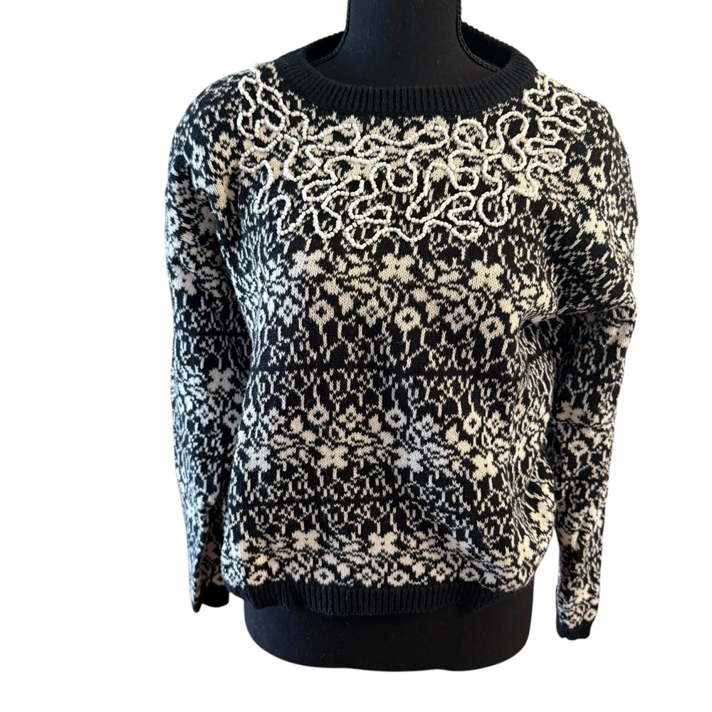Carole Little St Tropez West Sweater Vintage Cotton Blend  Beaded Size Small